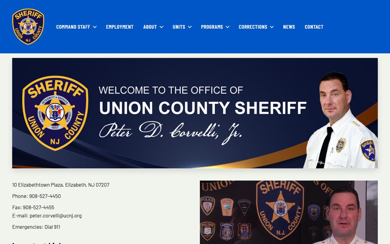 Union County Sheriff's Office in Elizabeth for arrest records