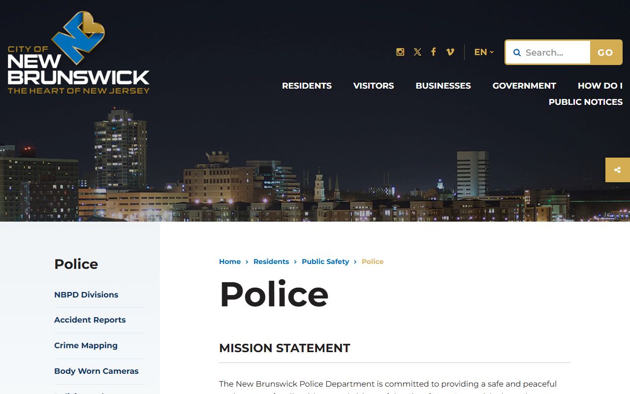 New Brunswick Police Department building for arrest processing