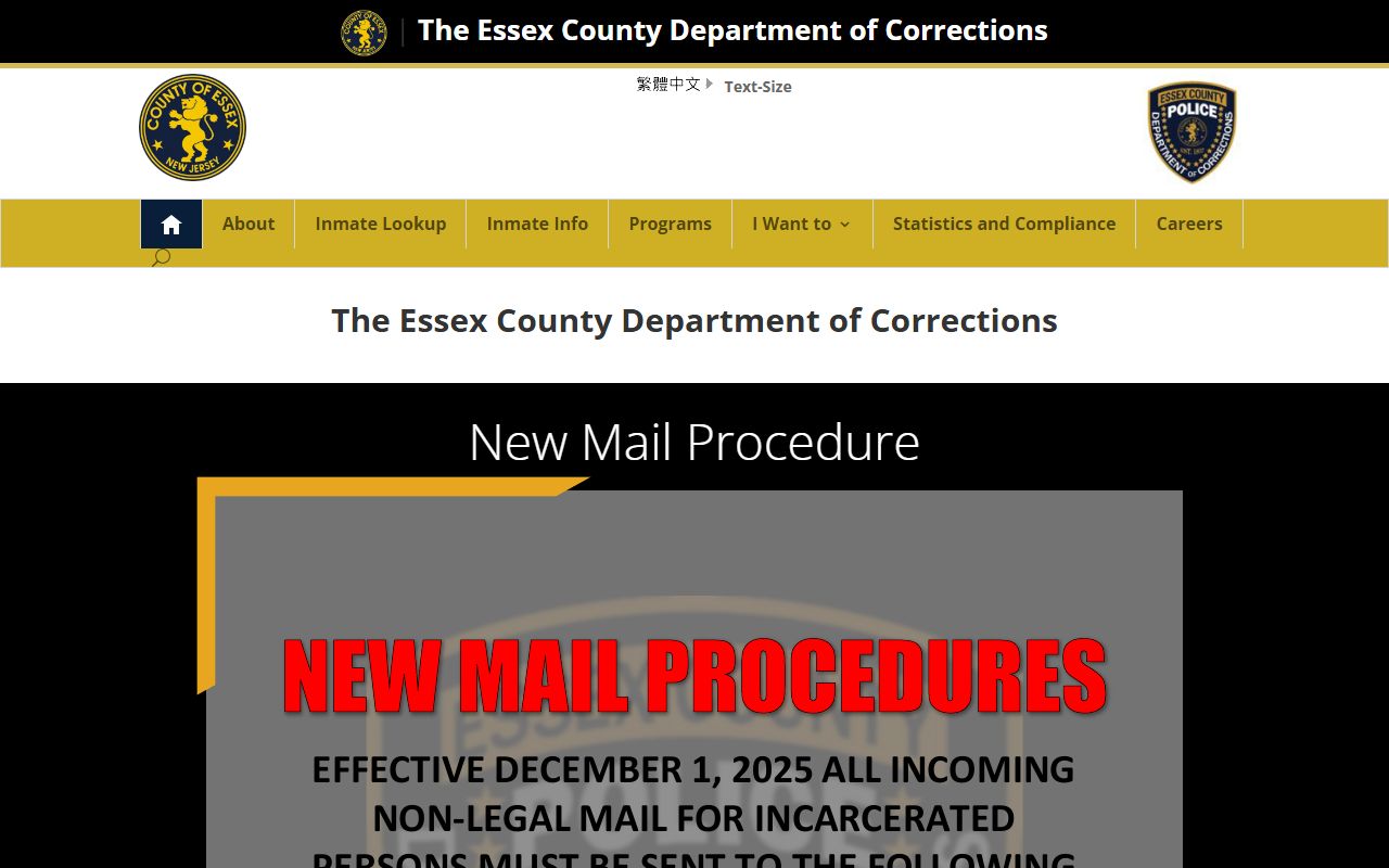 Essex County Department of Corrections processing Newark inmates