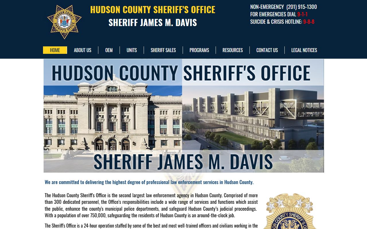 Hudson County Sheriff's Office website for busted mugshots and arrest records