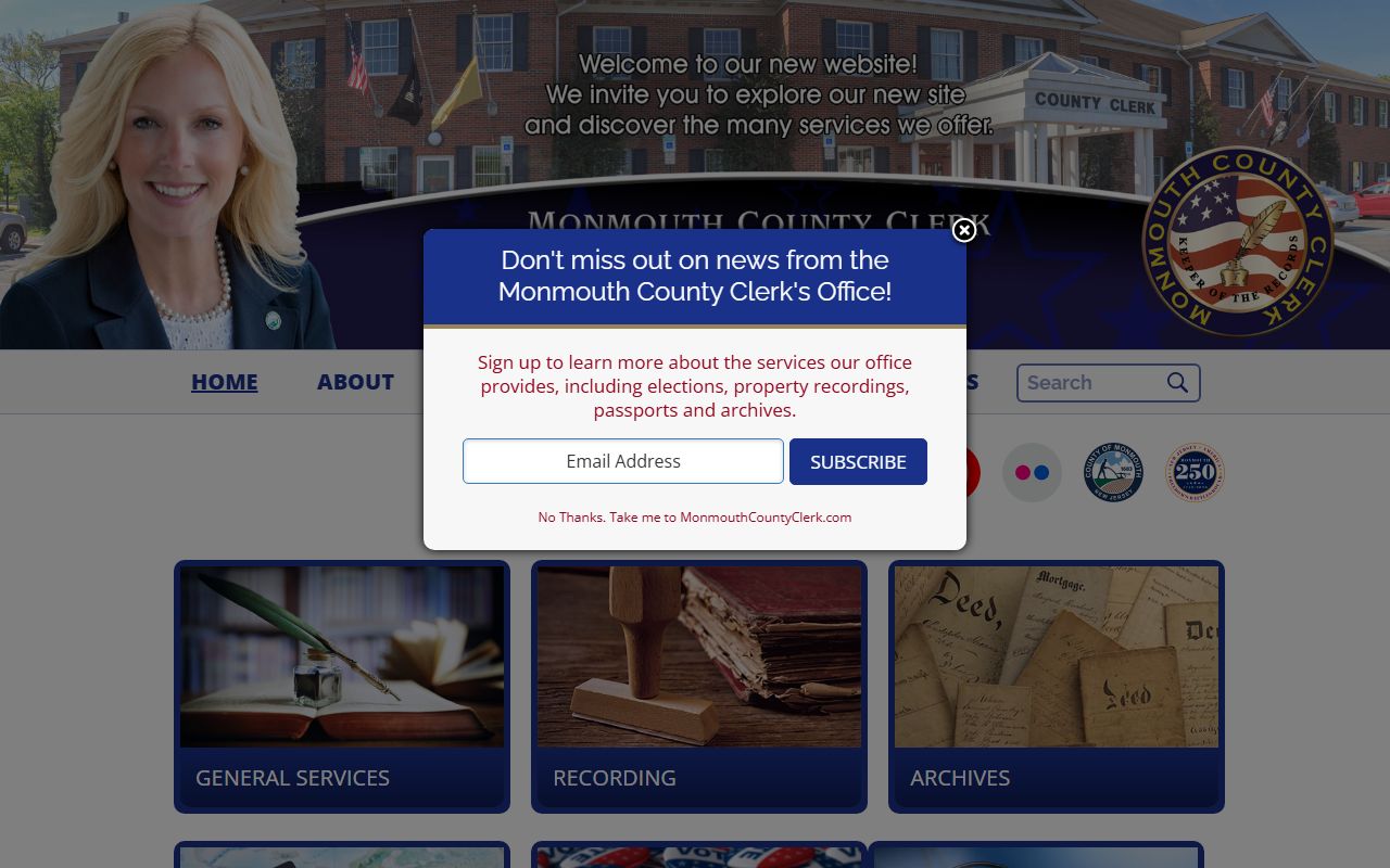 Monmouth County Clerk's Office website for court records and public filings