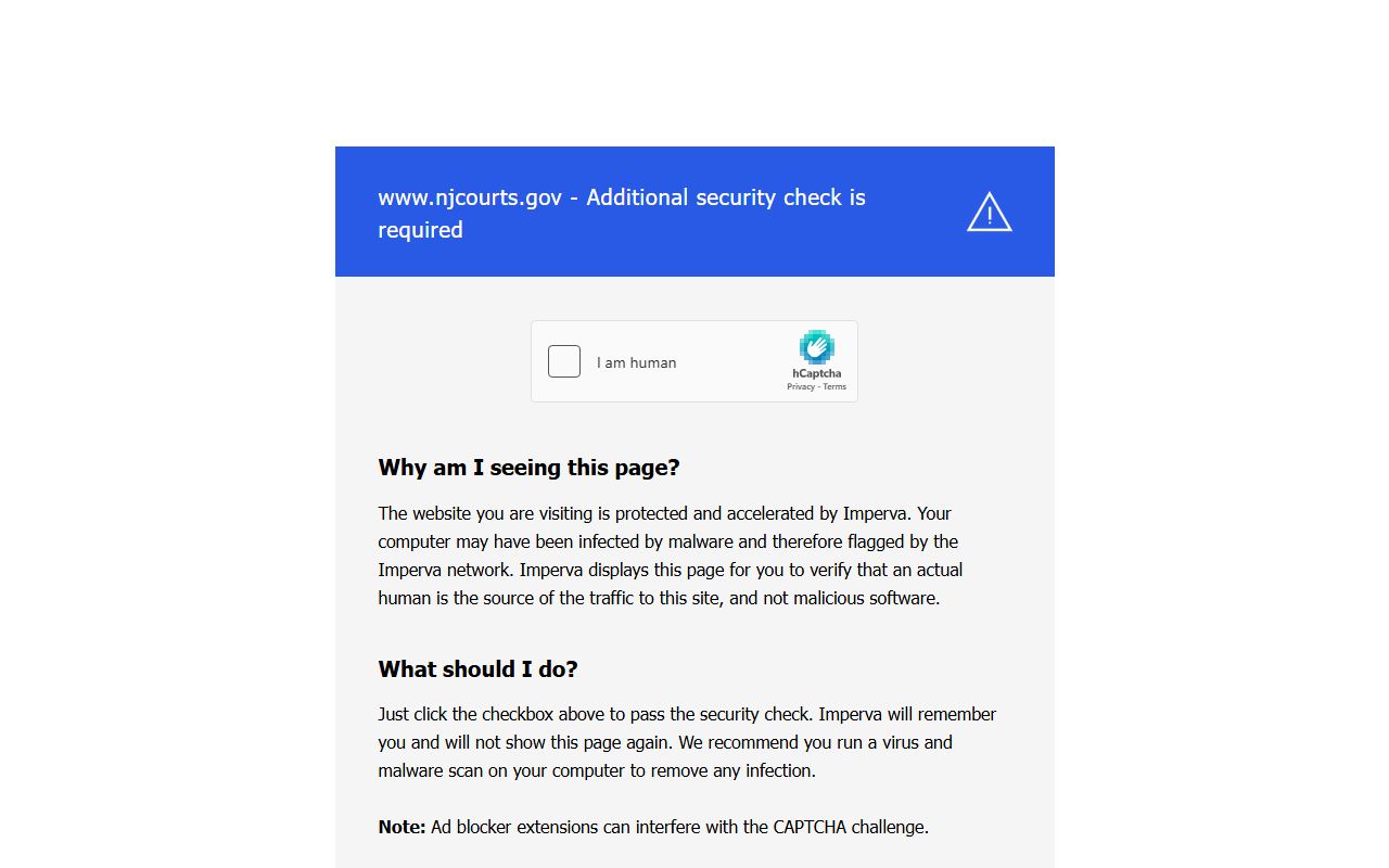 Passaic County Superior Court page on the New Jersey Courts website for criminal case searches