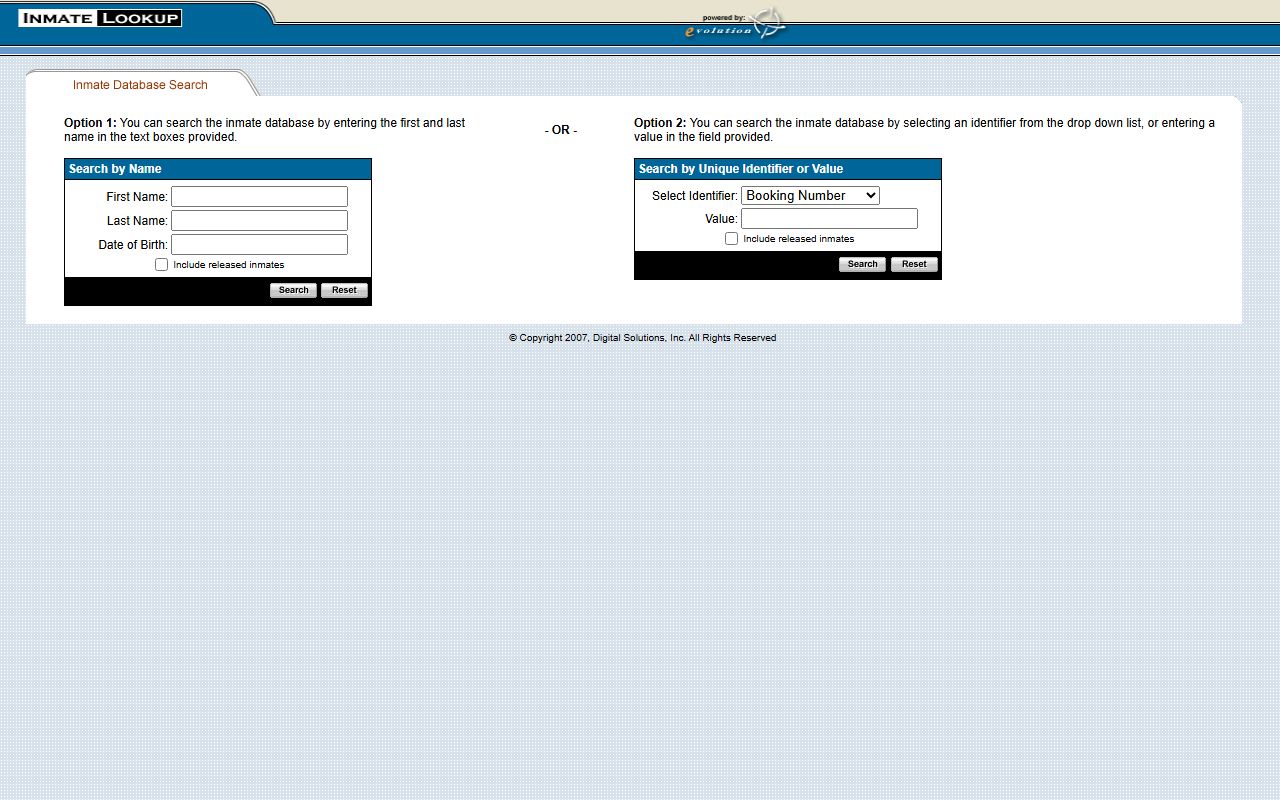 Salem County Correctional Facility inmate lookup page for searching current inmates