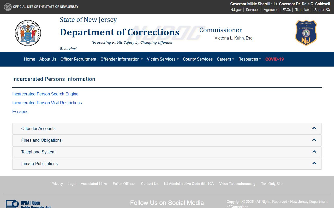 New Jersey Department of Corrections offender search for busted mugshots